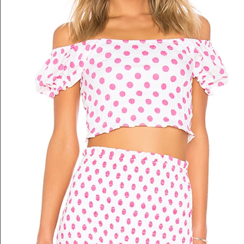LOVERS + FRIENDS pink polka dot set - Picture 1 of 5